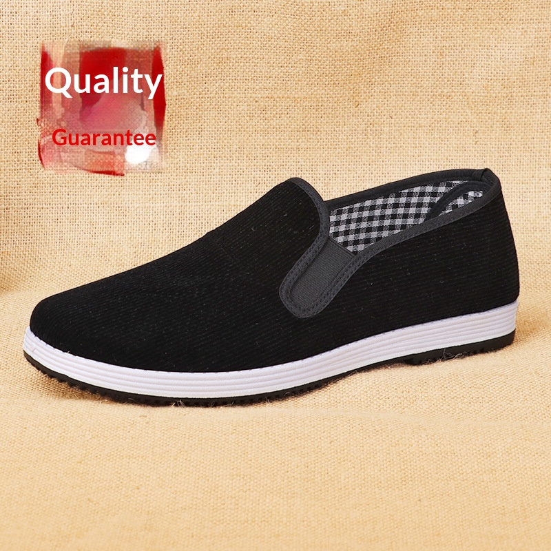 Men'S Shoes Slip On - Zapatos de tela negros sin cordones